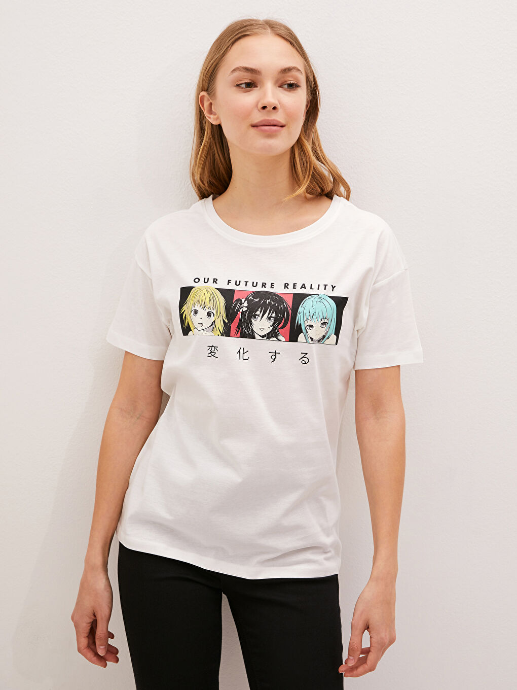 Crew Neck Printed Short Sleeve Women's T-Shirt-4