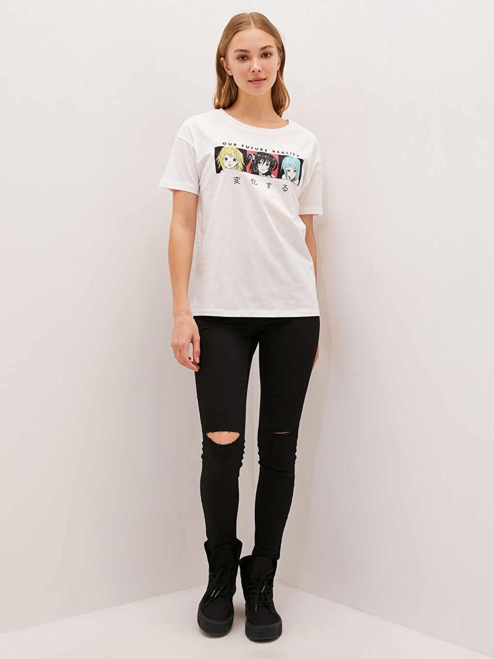 Crew Neck Printed Short Sleeve Women's T-Shirt