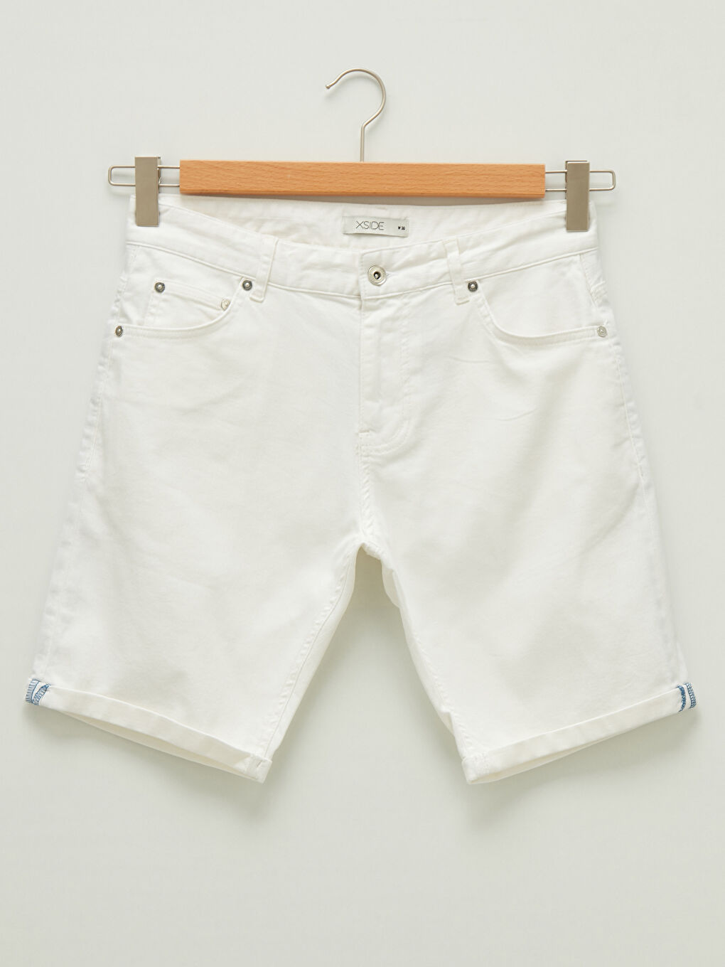 Beyaz Standart Kalıp Gabardin Erkek Şort-6