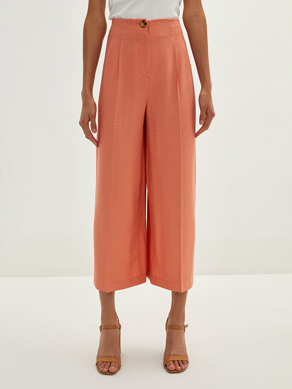 Pantalon Capri Femme Coupe Confort Taille Haute-3