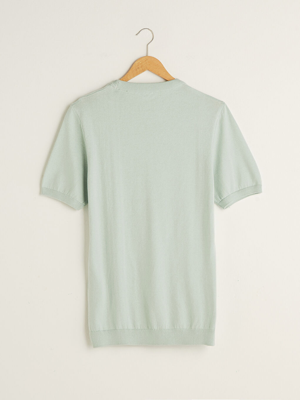 Yeşil Bisiklet Yaka Kısa Kollu Erkek Triko Kazak-8