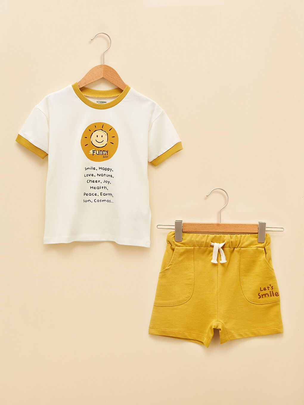 Crew Neck Short Sleeve Printed Baby Boy T-Shirt and Shorts, Pack of 2