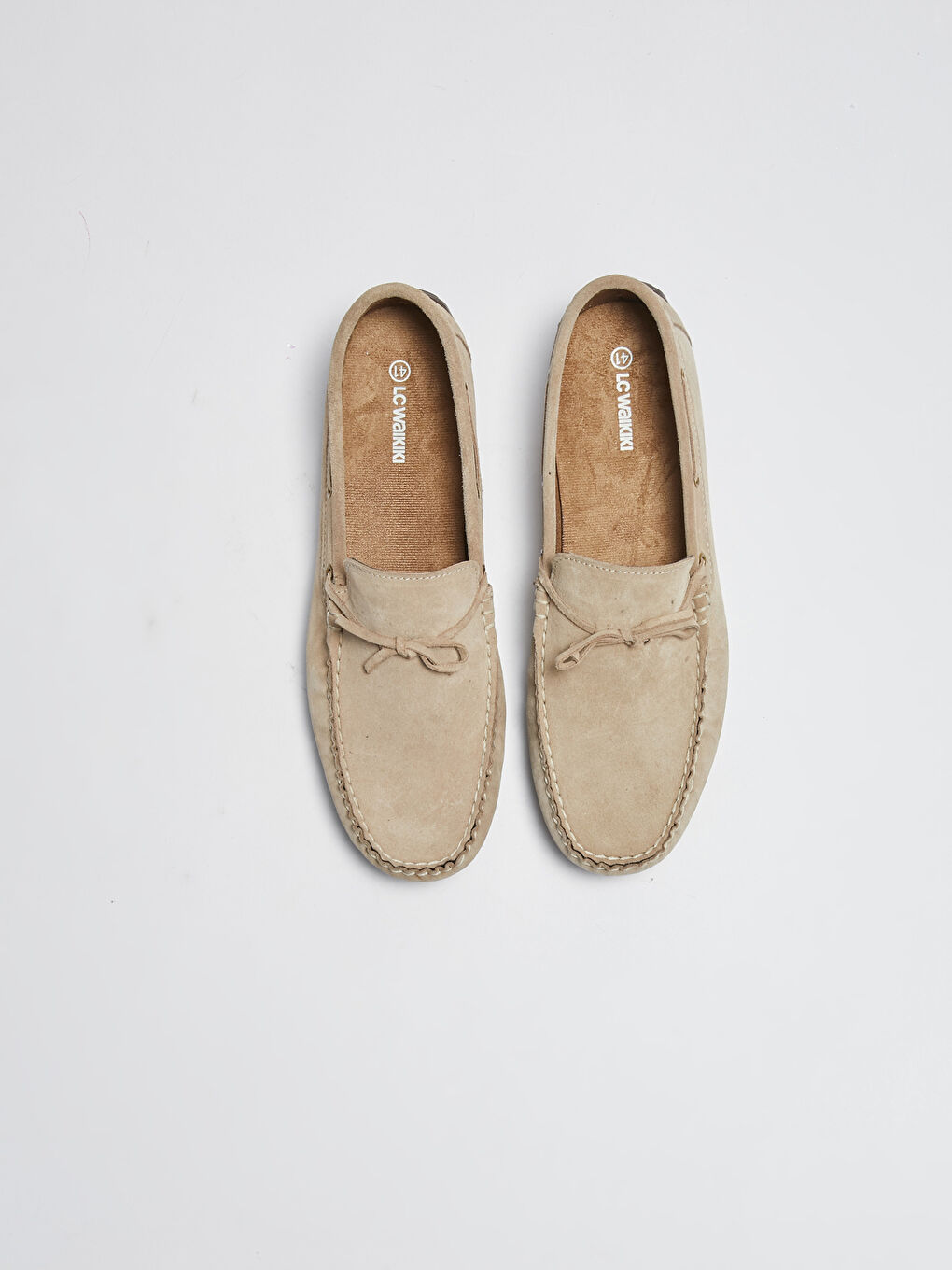 Bej Dekoratif Dikişli Deri Loafer Erkek Klasik Ayakkabı-2