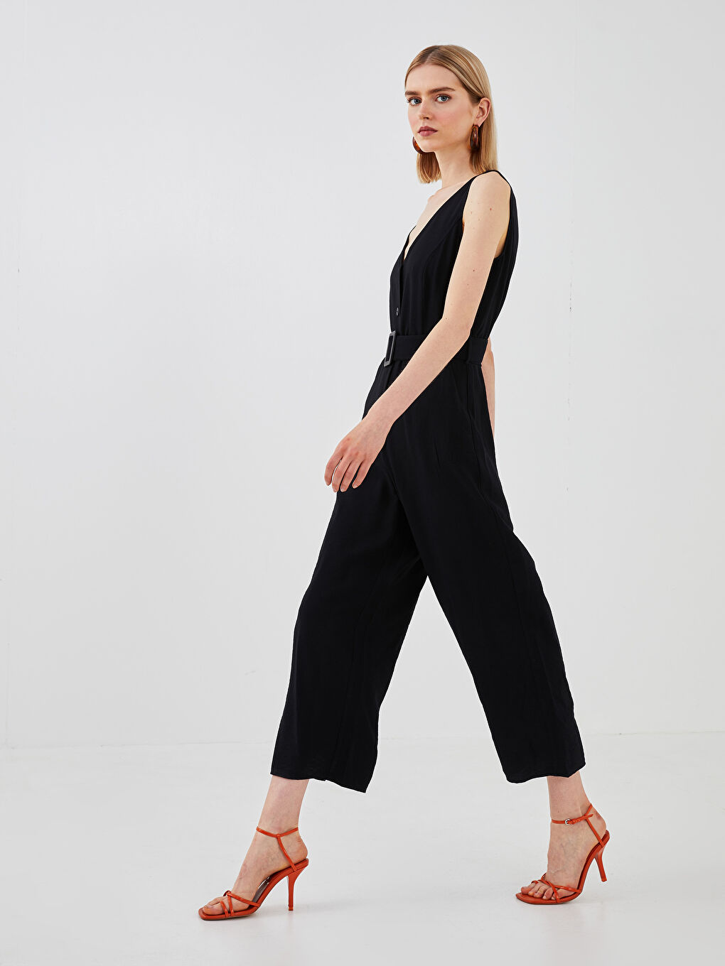 LCW Vision V-Neck Waist Belt Women's Overalls -S1KK13Z8-CVL
