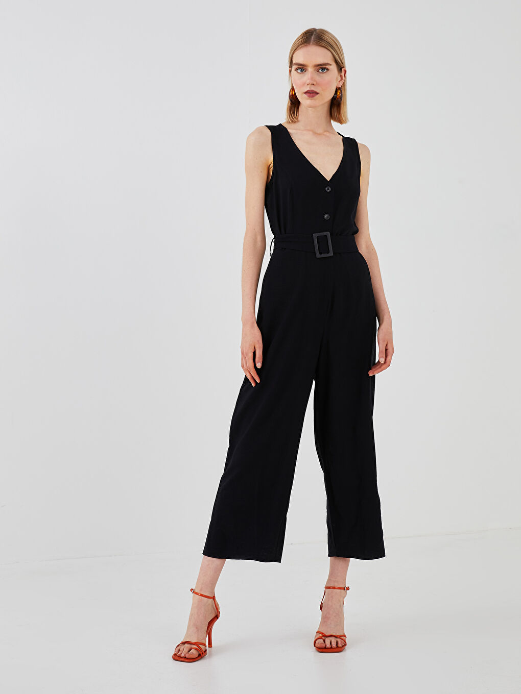 LCW Vision V-Neck Waist Belt Women's Overalls -S1KK13Z8-CVL