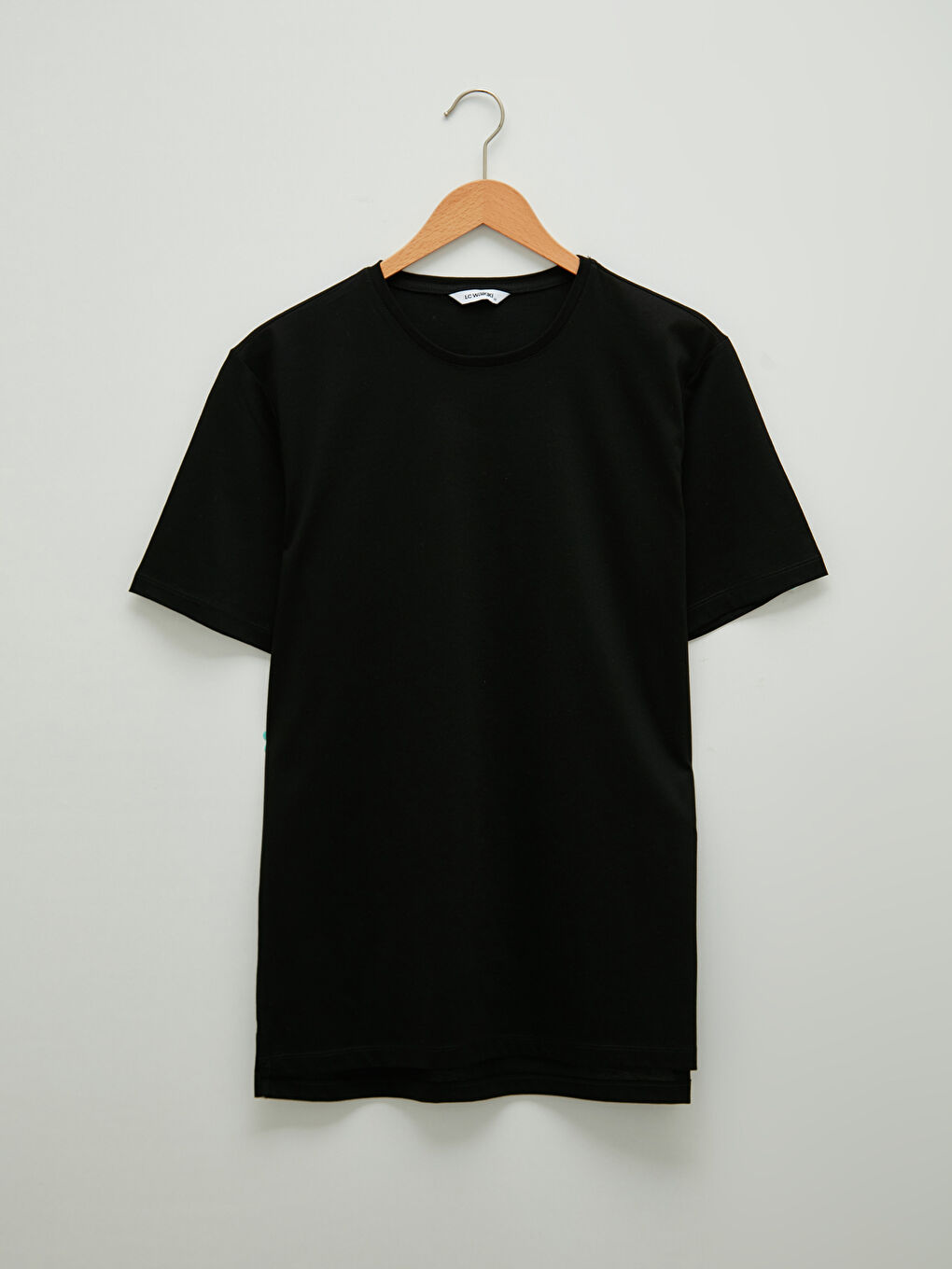 Siyah Bisiklet Yaka Basic Kısa Kollu Pamuklu Erkek Tişört-5