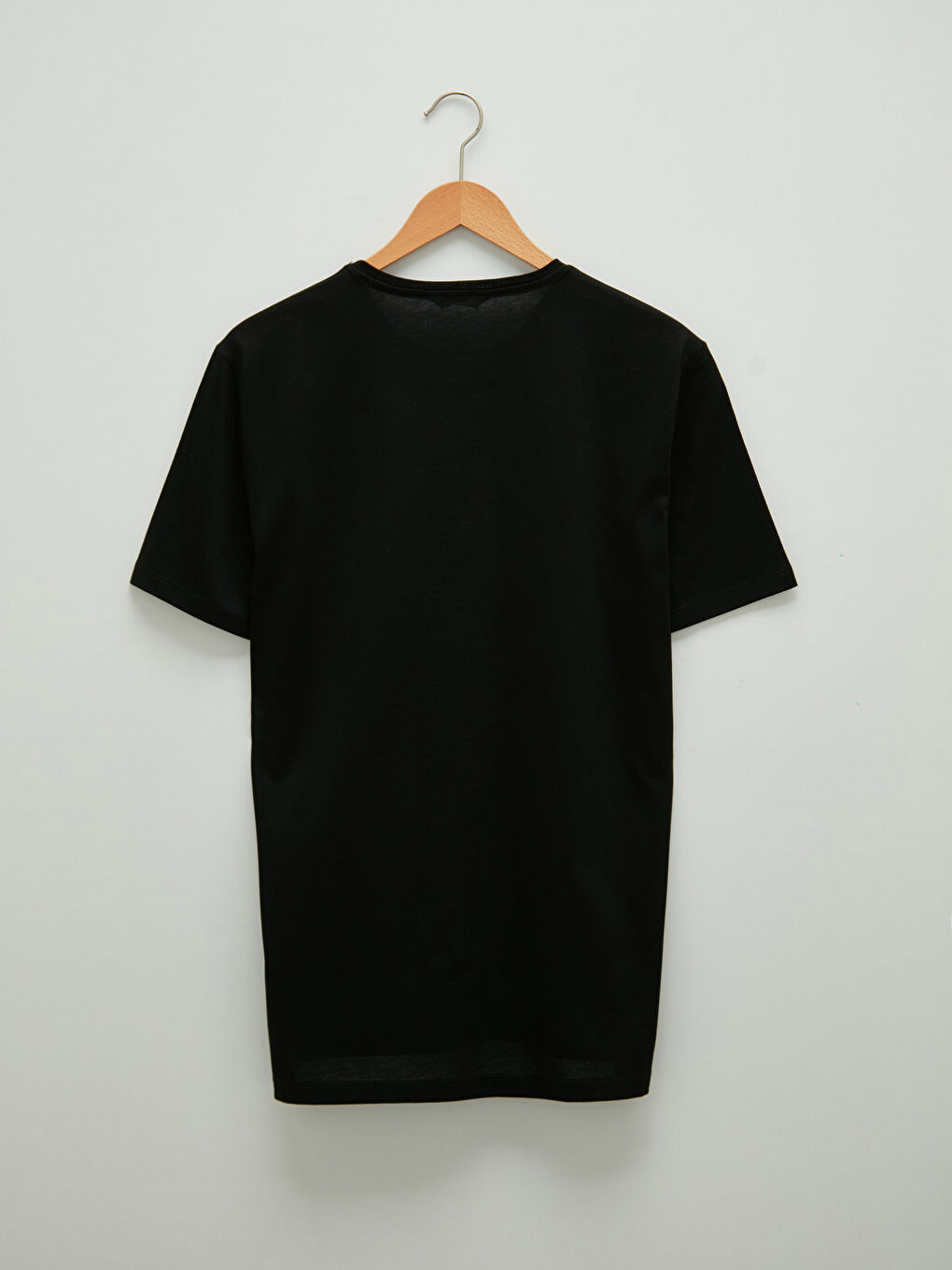 Siyah Bisiklet Yaka Basic Kısa Kollu Pamuklu Erkek Tişört-6