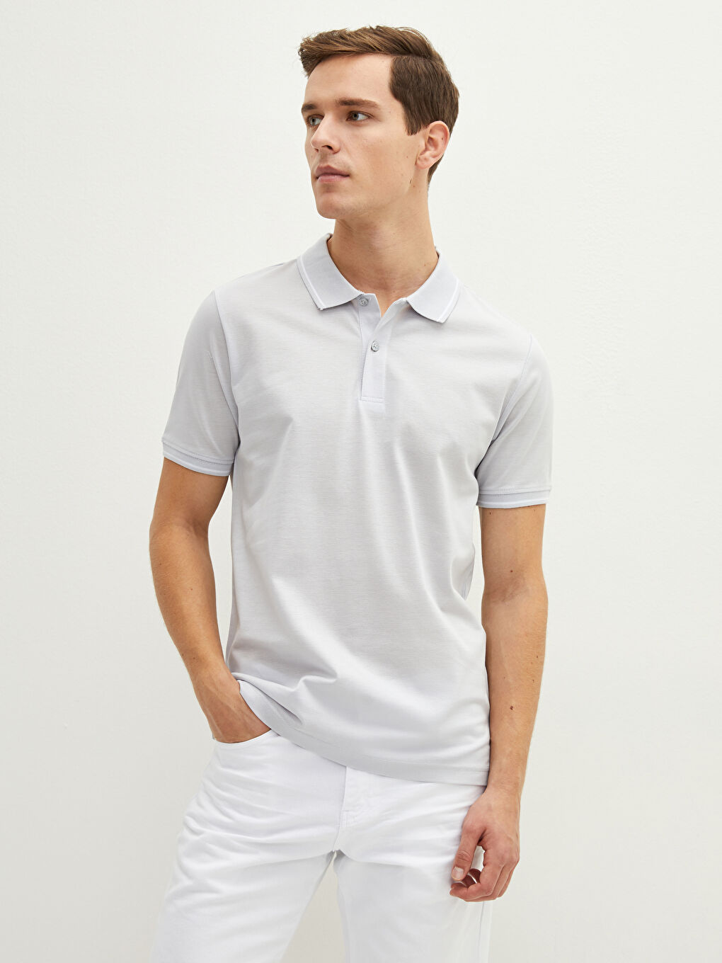 تي شيرت بياقة بولو كم قصير بيكيه للرجال-1