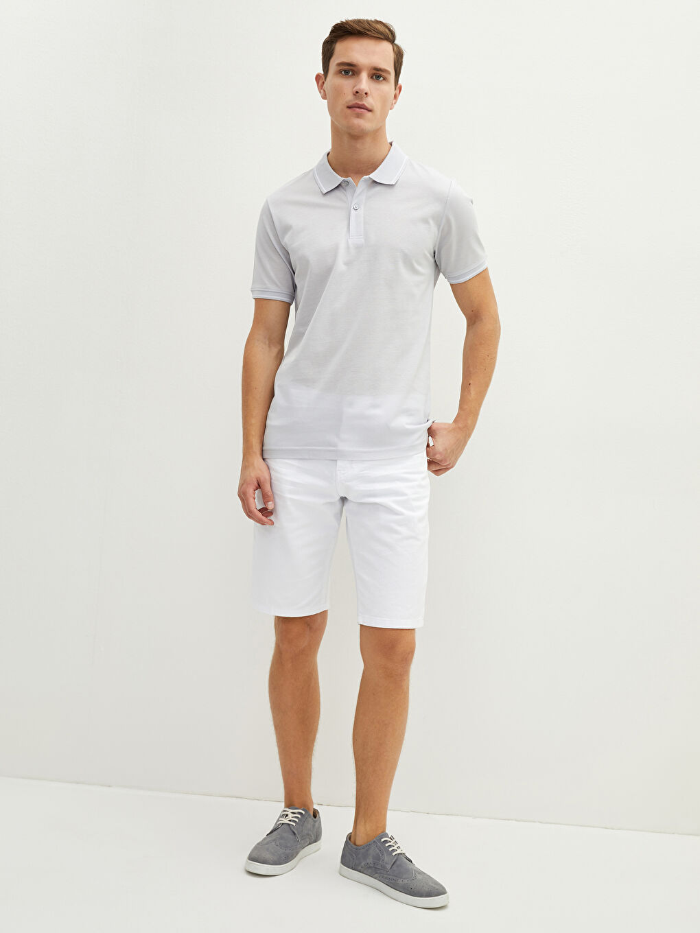 تي شيرت بياقة بولو كم قصير بيكيه للرجال-2