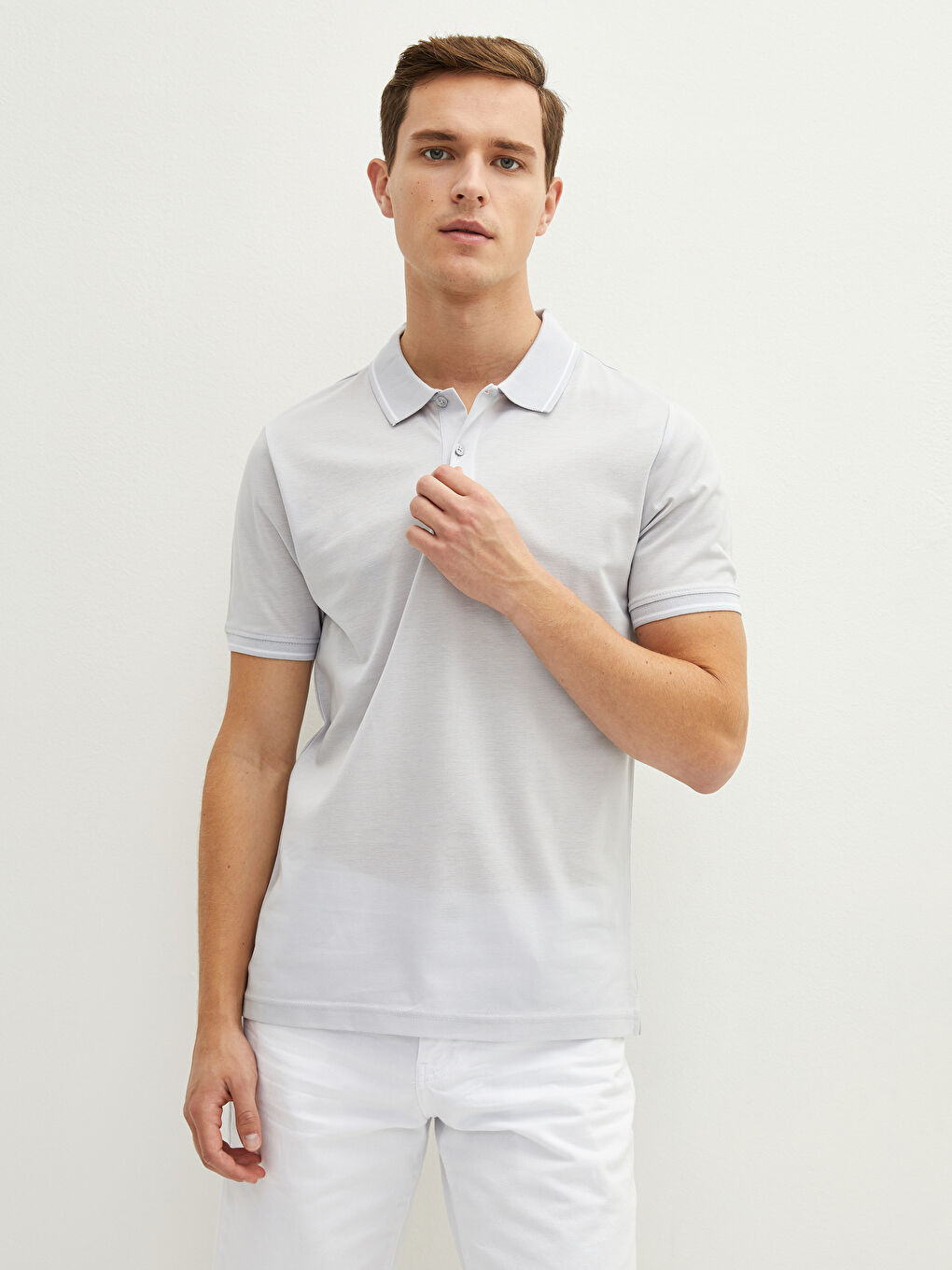 تي شيرت بياقة بولو كم قصير بيكيه للرجال-4