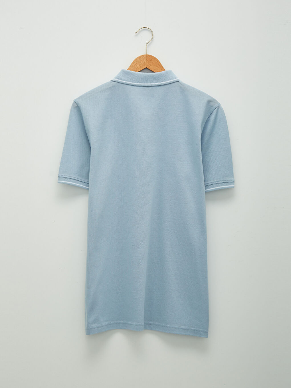 Mavi Polo Yaka Kısa Kollu Pike Erkek Tişört-6