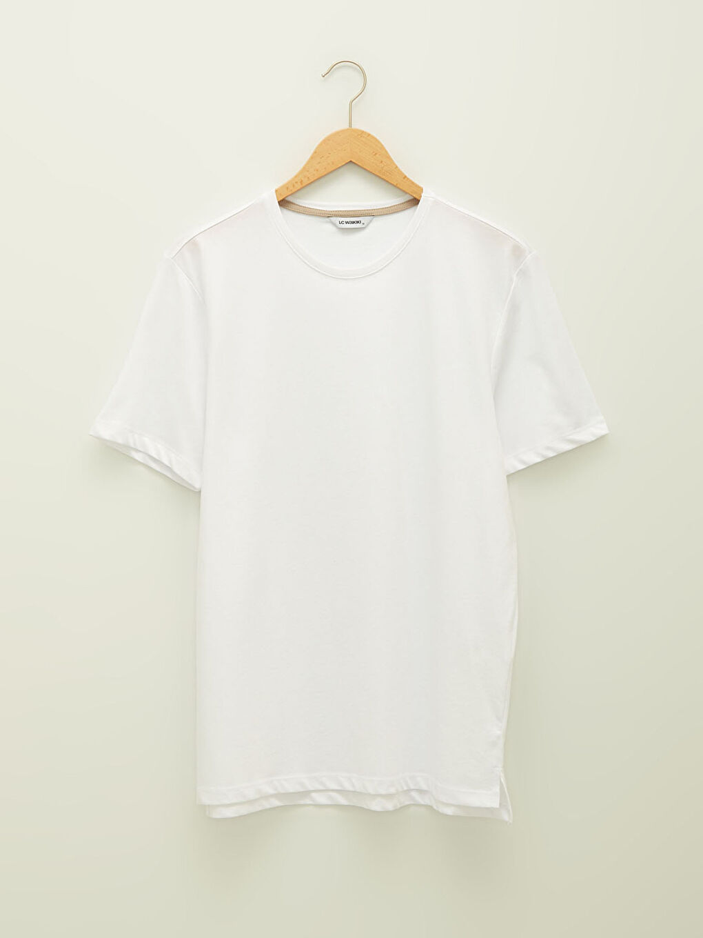 Beyaz Bisiklet Yaka Kısa Kollu Basic Penye Erkek Tişört-5