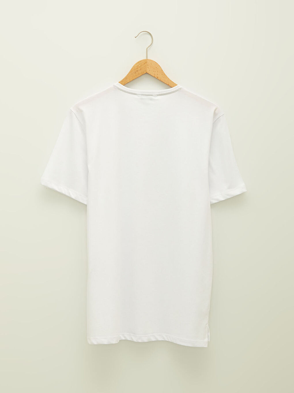 Beyaz Bisiklet Yaka Kısa Kollu Basic Penye Erkek Tişört-6