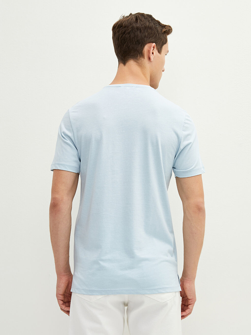 تيشيرت رجالي ياقة دائرية كم قصير قطن ممشط أساسي-3