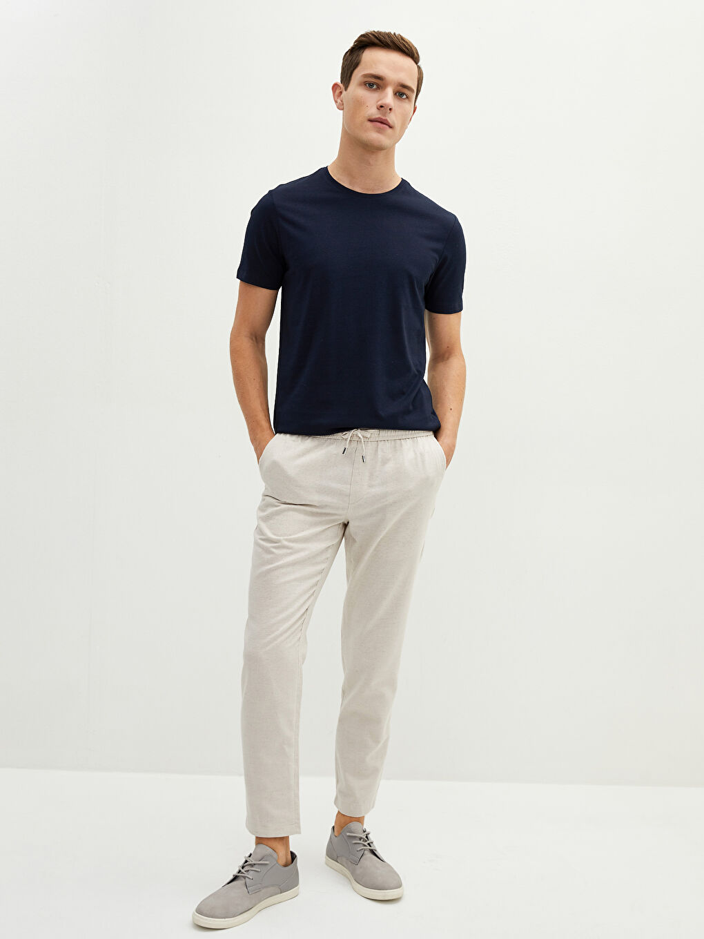 Crew Neck Short Sleeve Basic Combed Cotton Men's T-shirt-2