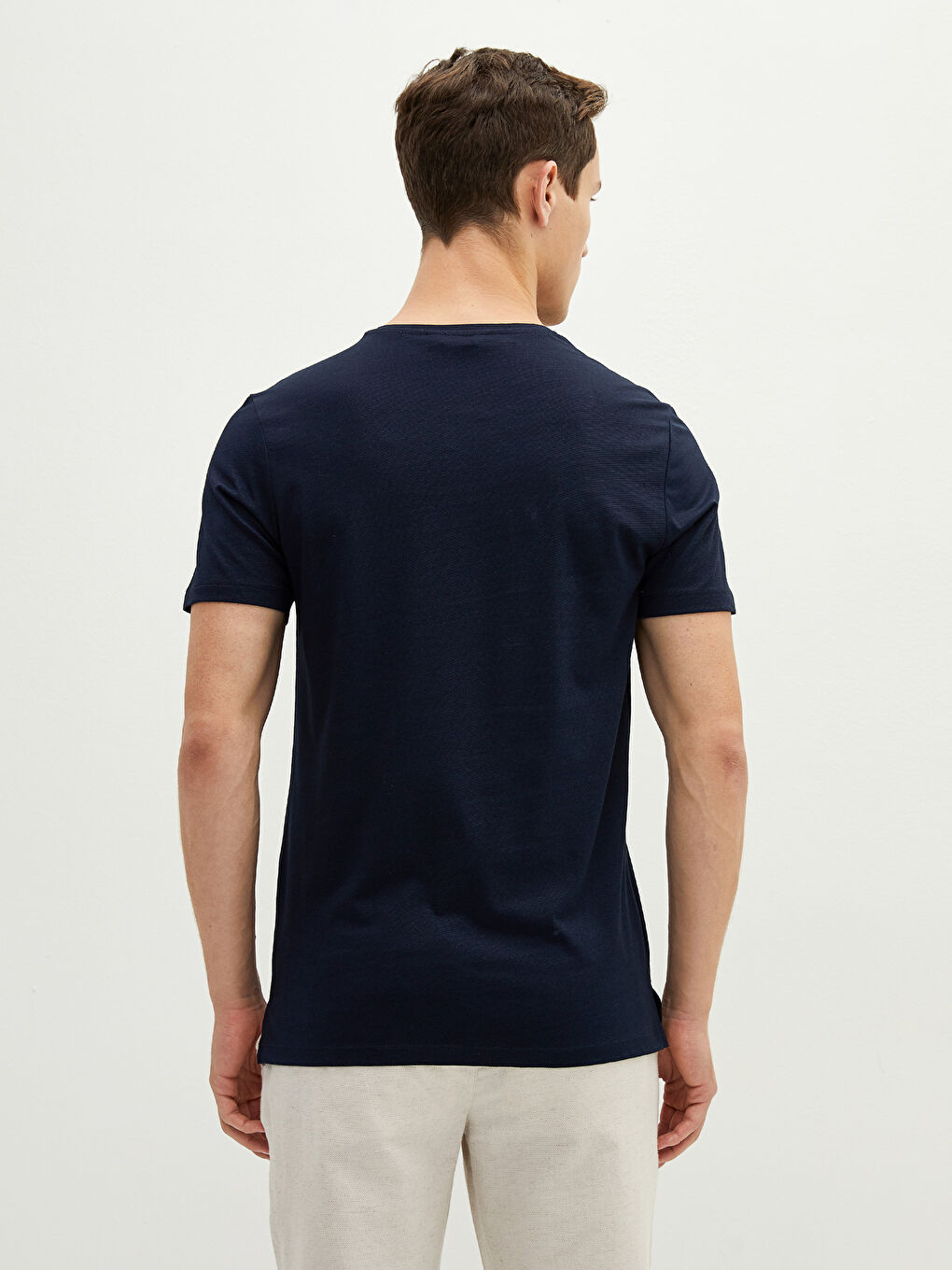 Crew Neck Short Sleeve Basic Combed Cotton Men's T-shirt-3