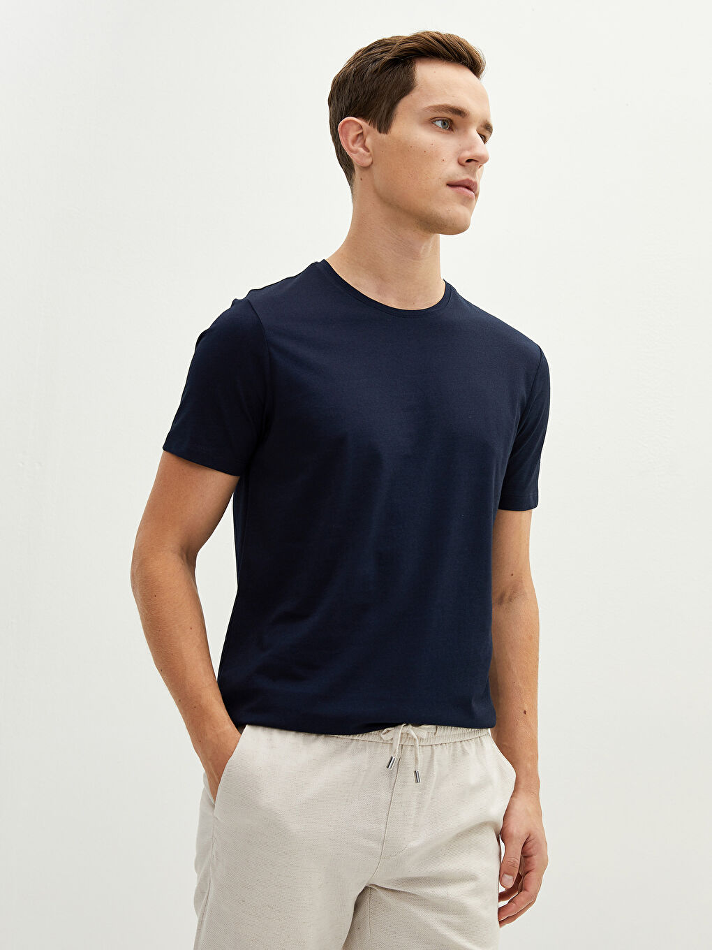 Crew Neck Short Sleeve Basic Combed Cotton Men's T-shirt