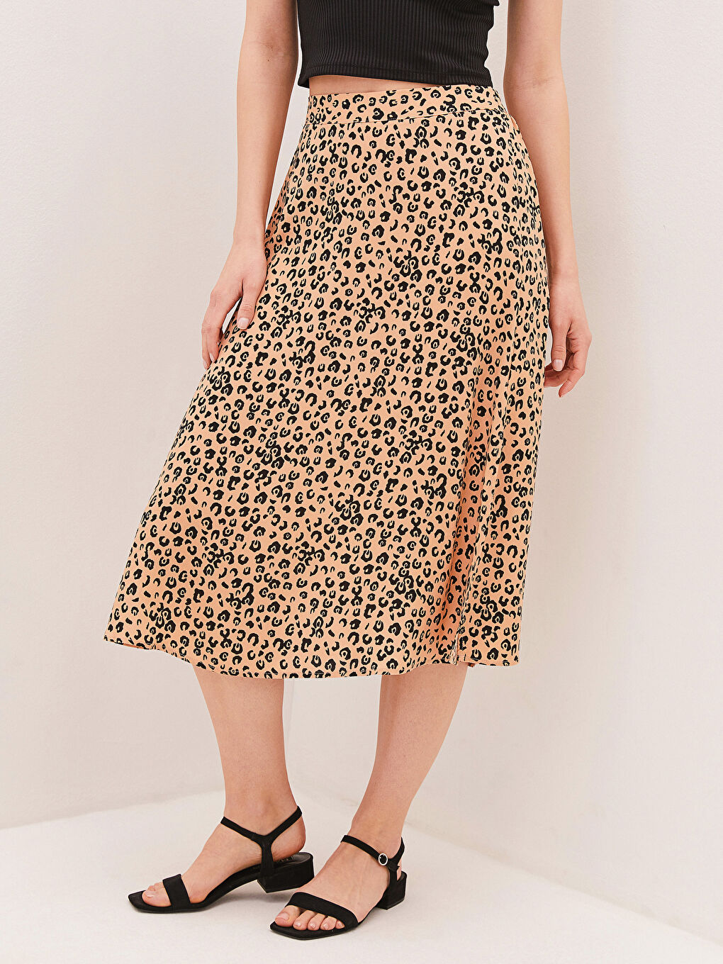 Suknja od viskoze sa elastičnim strukom i uzorkom za žene-6