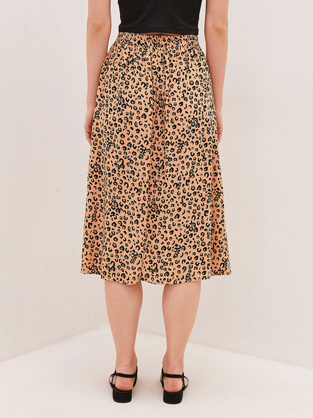 Suknja od viskoze sa elastičnim strukom i uzorkom za žene-7