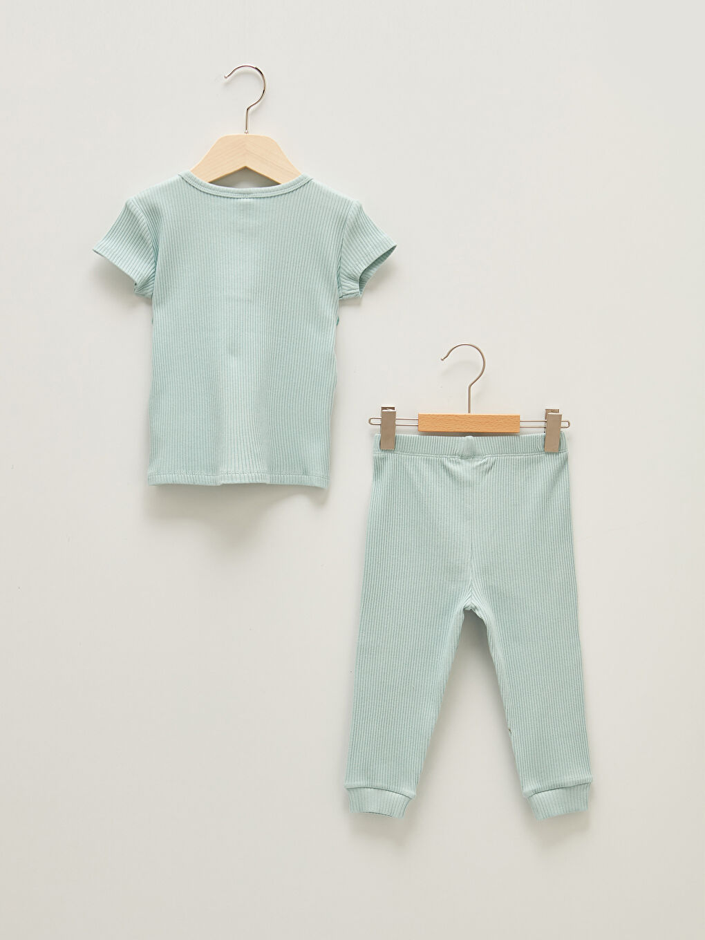 Mavi Bisiklet Yaka Kısa Kollu Basic Kız Bebek Pijama Takımı-1