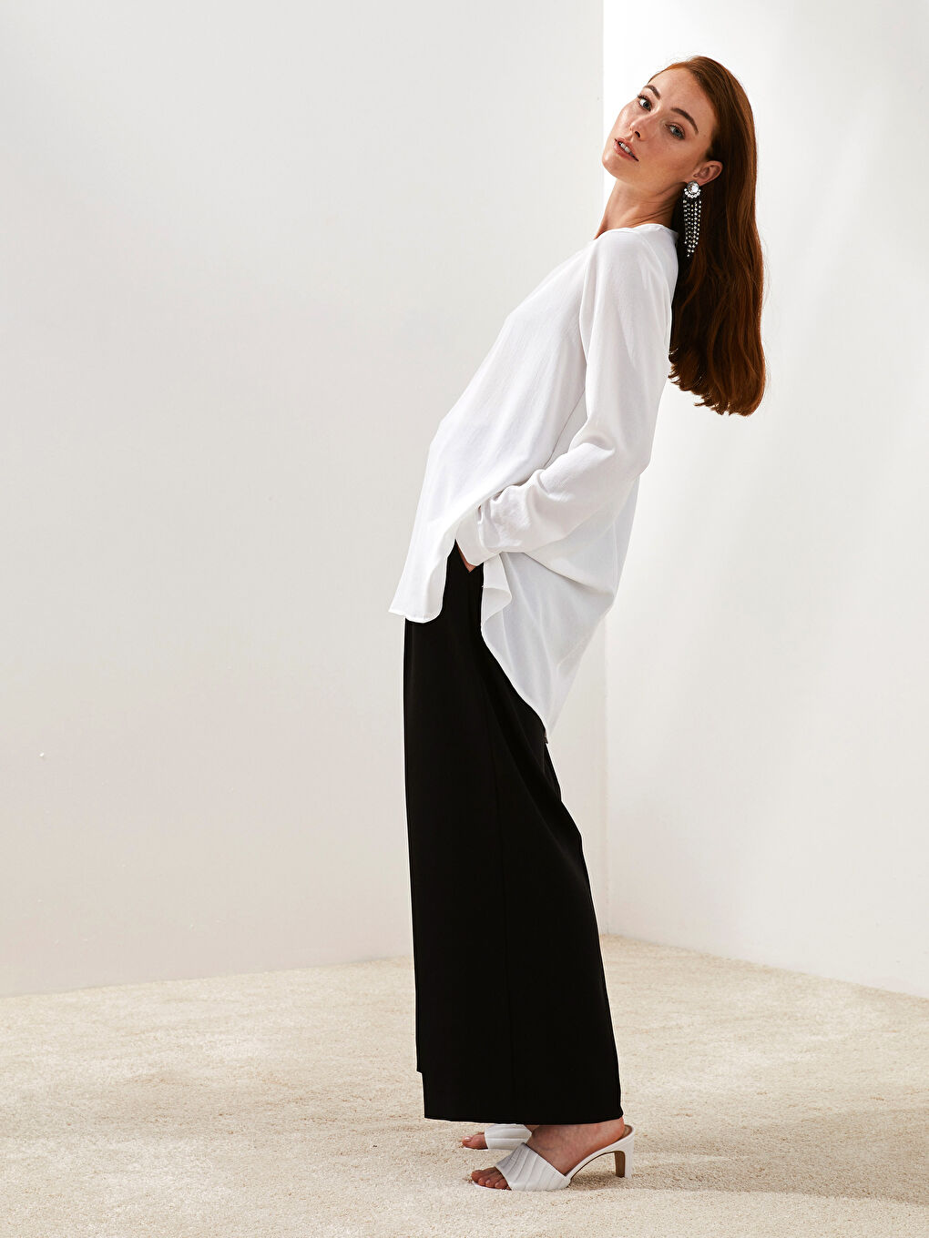 LCW Modest PREMIUM BagGy Fit Pocket Detail Crepe Fabric Women's Palazzo Pants -S1KL75Z8-CVL
