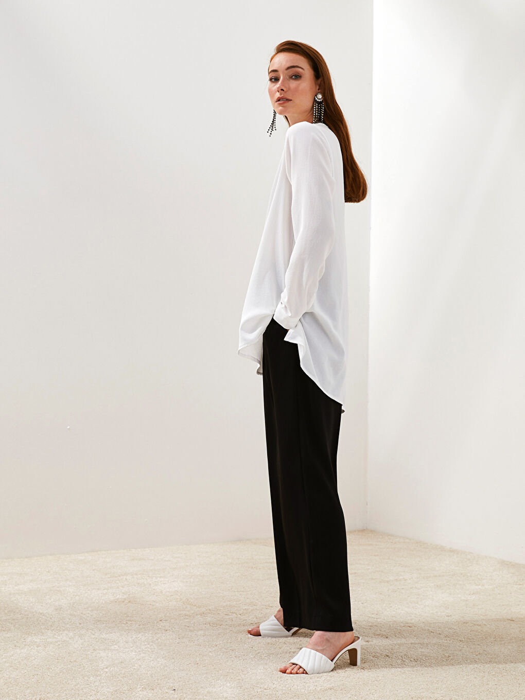 LCW Modest PREMIUM BagGy Fit Pocket Detail Crepe Fabric Women's Palazzo Pants -S1KL75Z8-CVL