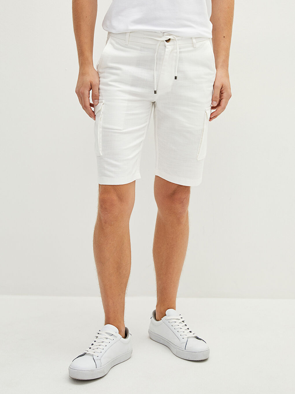 شورت لمسة كتان رفيع للرجال-2