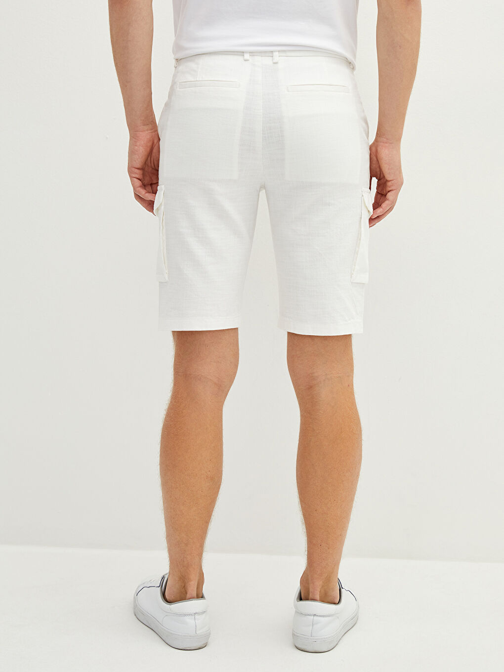 شورت لمسة كتان رفيع للرجال-3