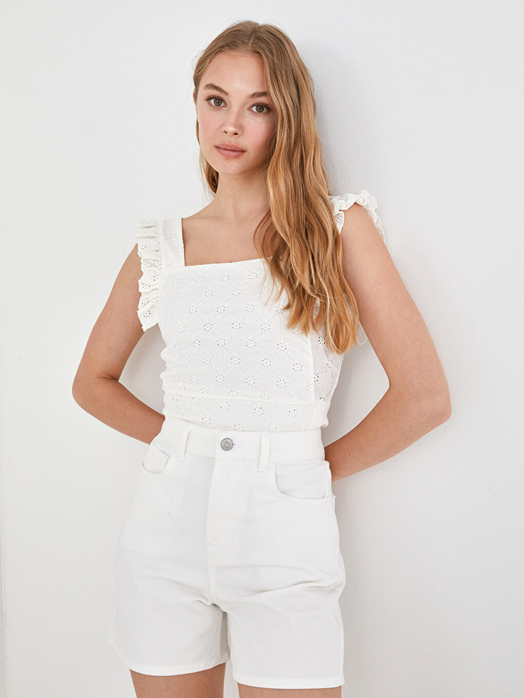 Women's Bermuda Shorts With Elastic Waist Pocket Detailed Cotton-8