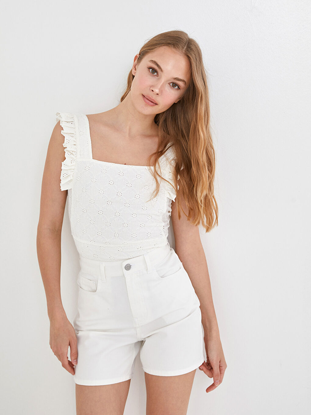 Women's Bermuda Shorts With Elastic Waist Pocket Detailed Cotton-6