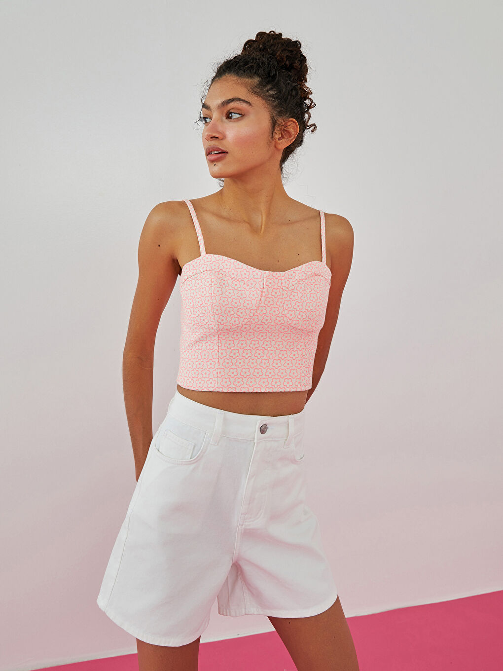 Women's Bermuda Shorts With Elastic Waist Pocket Detailed Cotton-3