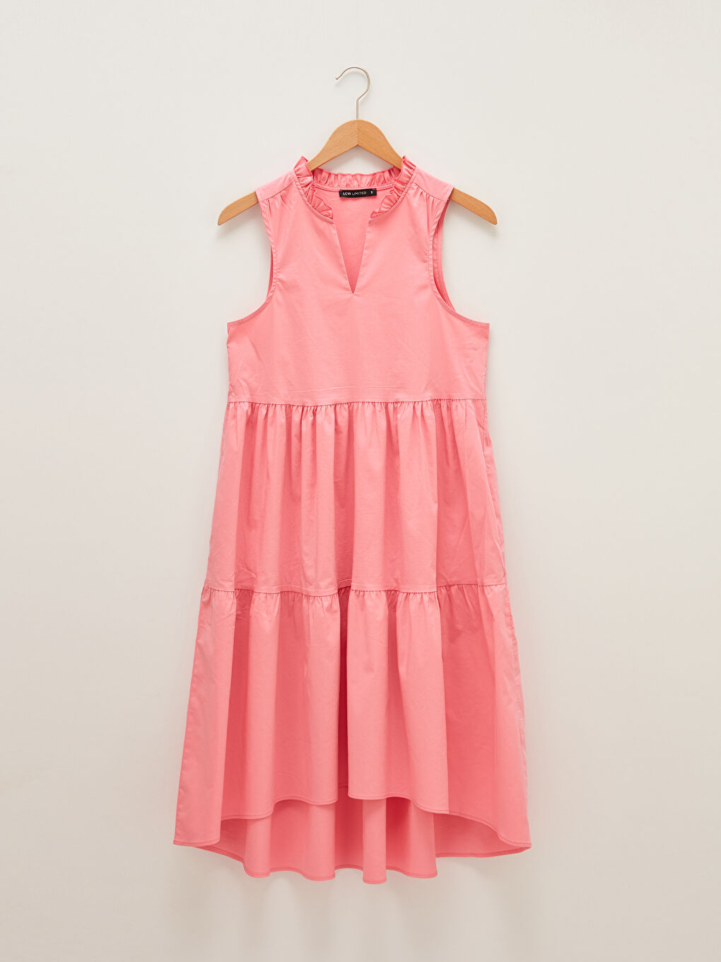 Frilly Collar Straight Sleeveless A-Line Poplin Fabric Women's Dress-6