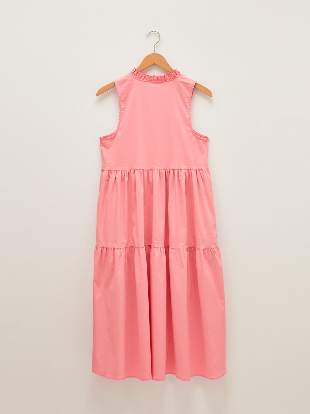 Frilly Collar Straight Sleeveless A-Line Poplin Fabric Women's Dress-7