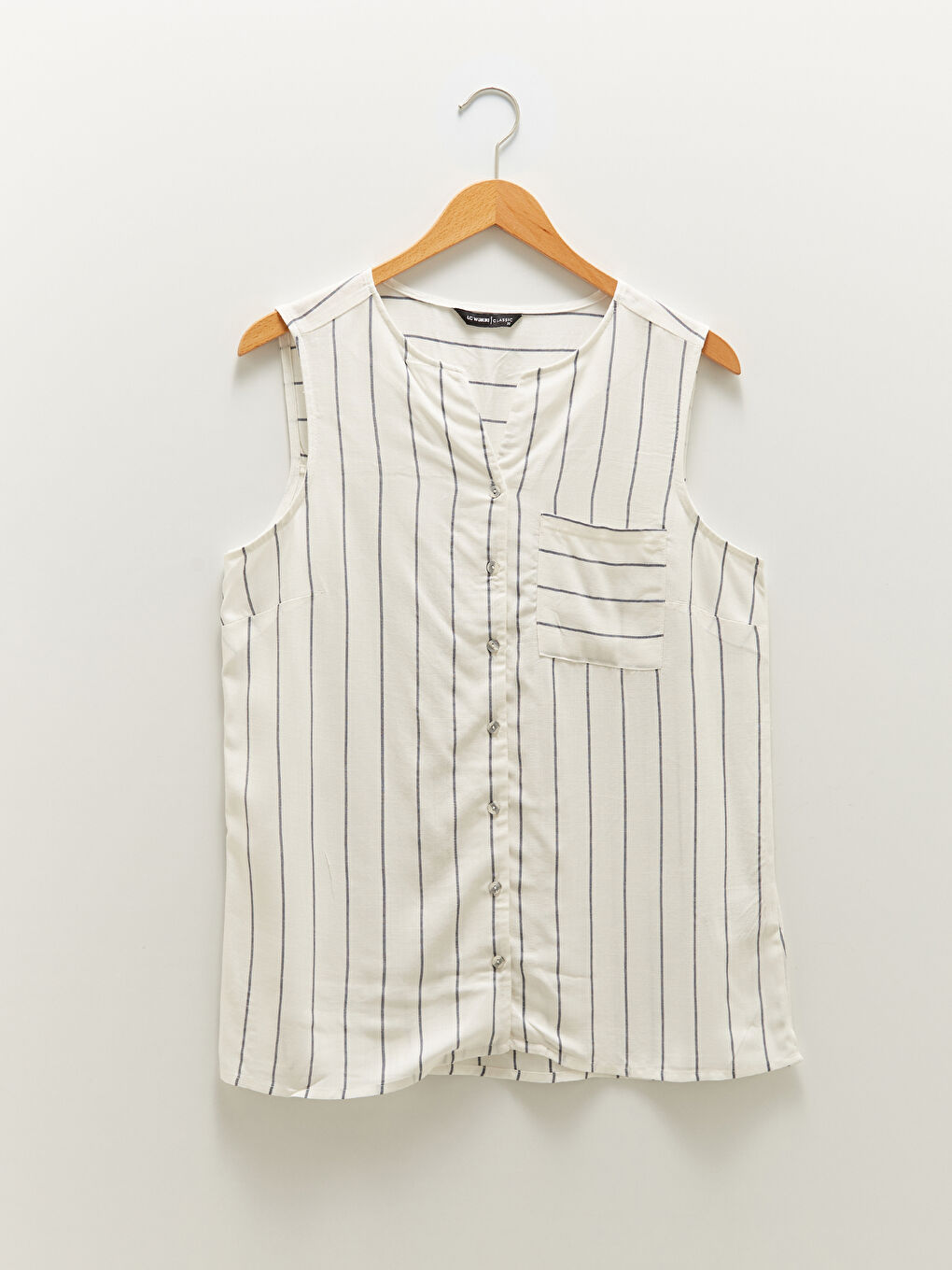 Crew Neck Striped Sleeveless Viscose Women's Shirt-5