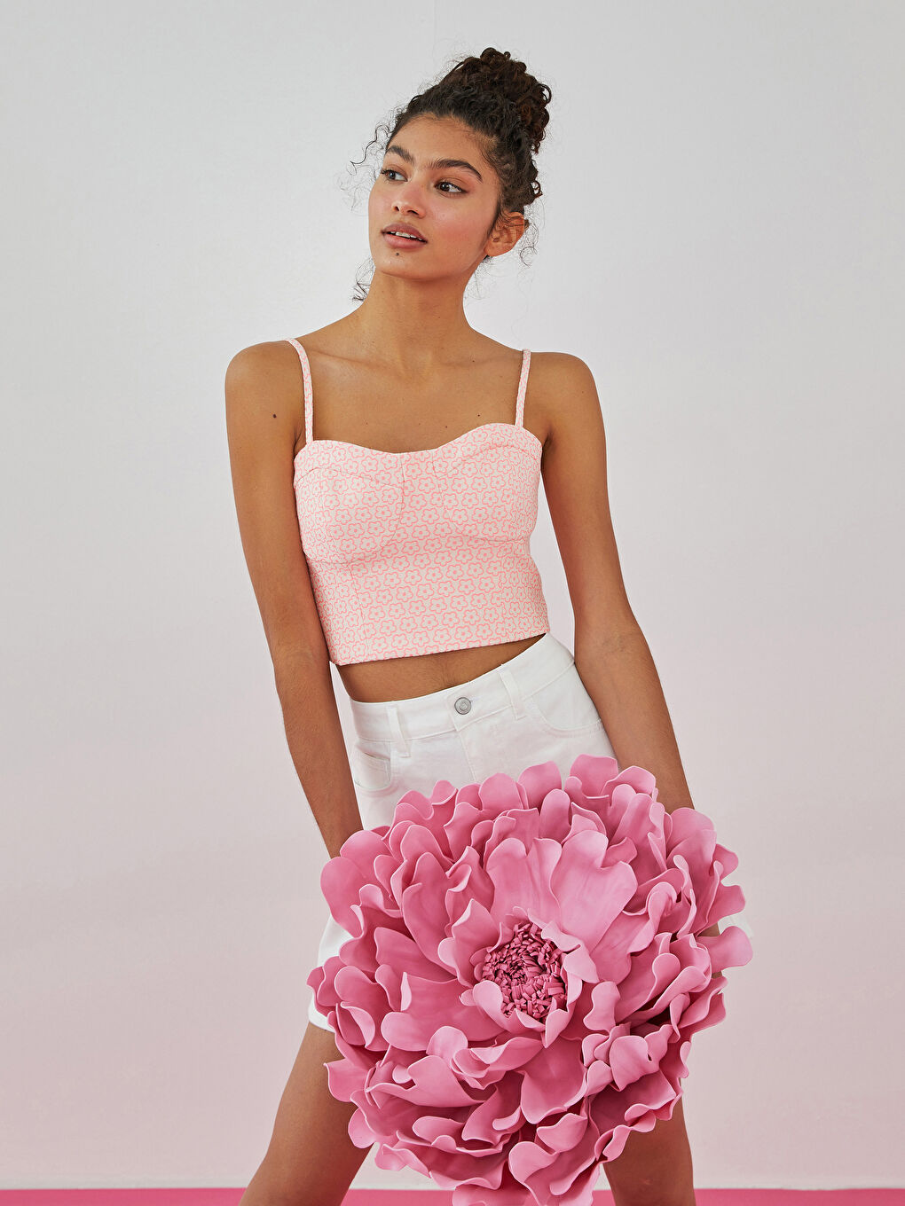 Bustier Imprimé Femme à Fines Bretelles et Fermeture Éclair au Dos-3