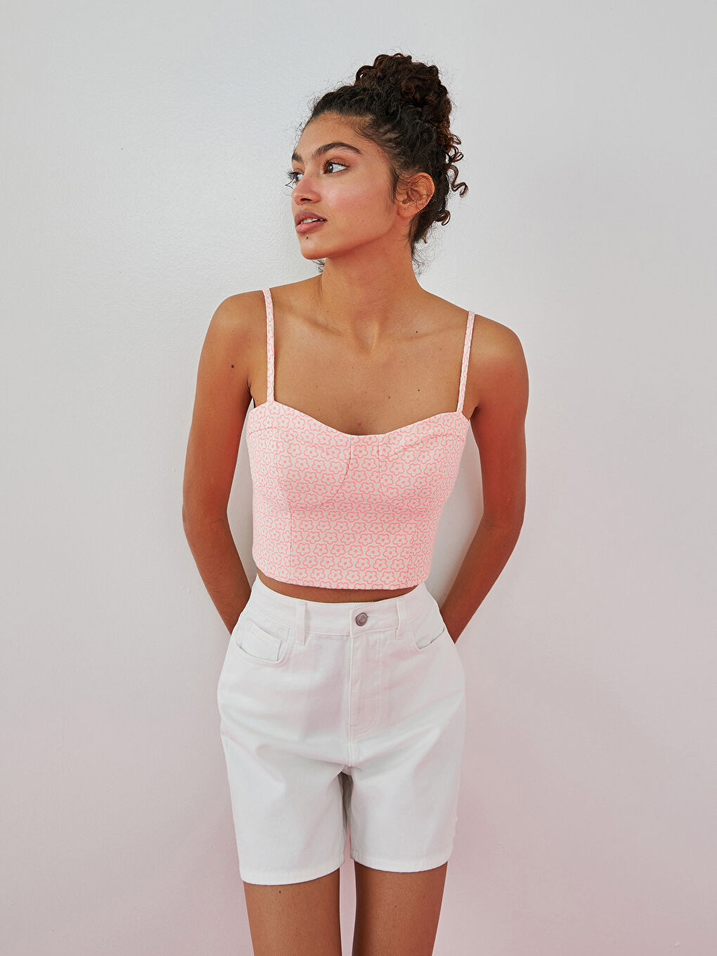 Bustier Imprimé Femme à Fines Bretelles et Fermeture Éclair au Dos-1