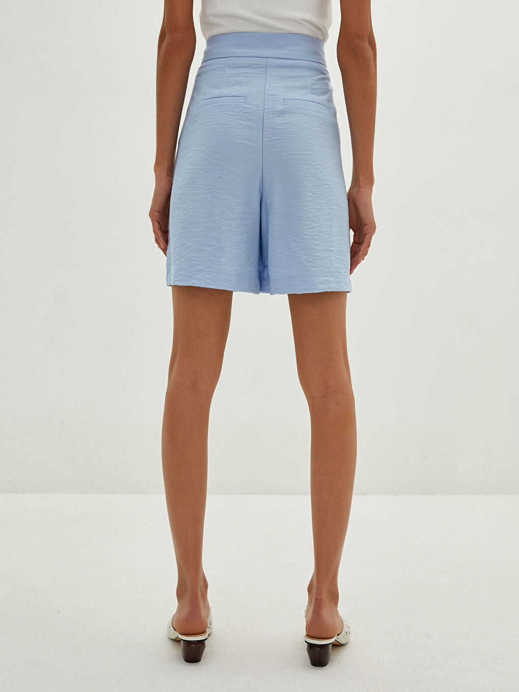 High Waist Straight Pocket Detailed Women's Shorts-4