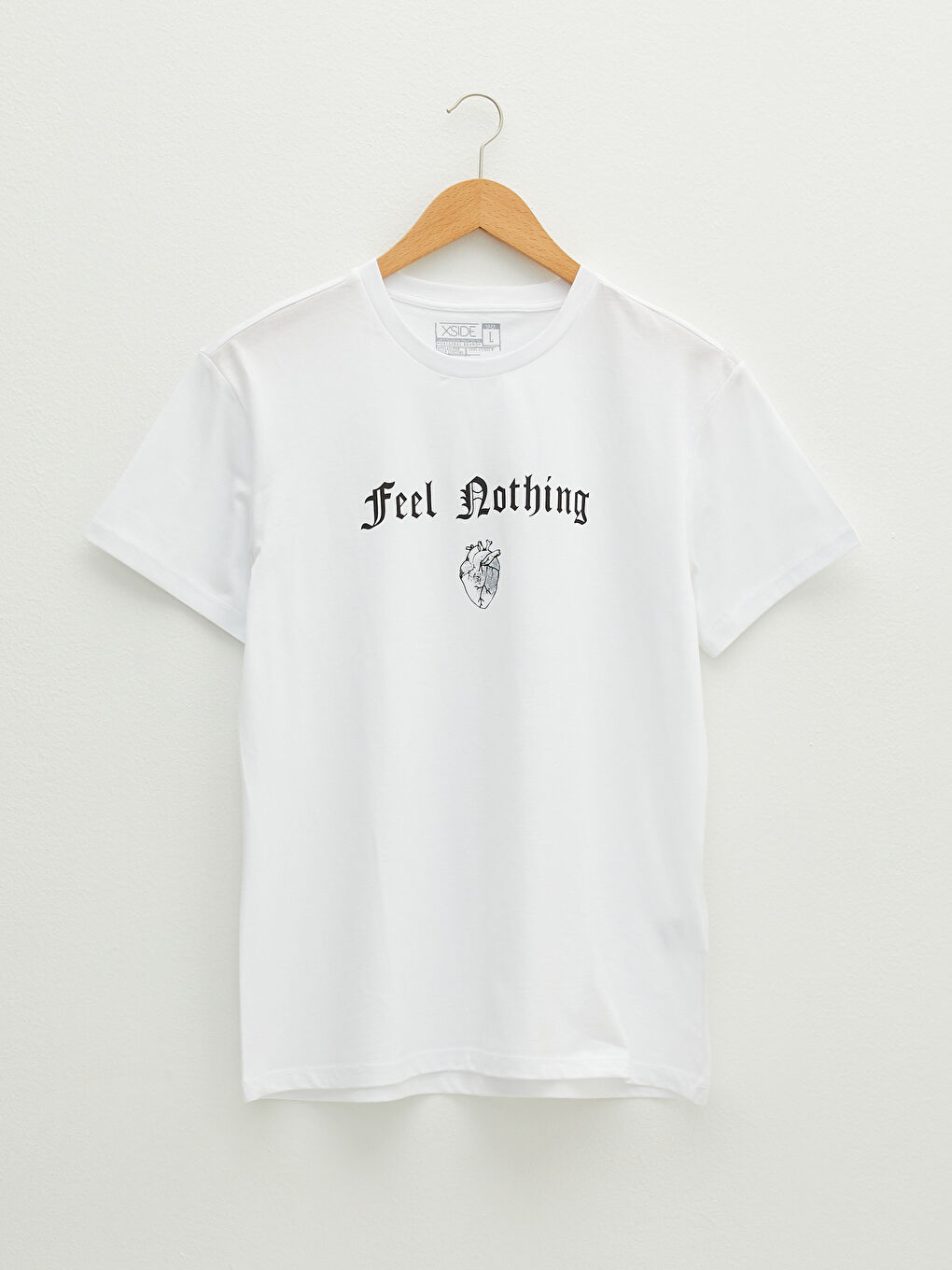 Beyaz Bisiklet Yaka Kısa Kollu Baskılı Penye Erkek Tişört-5