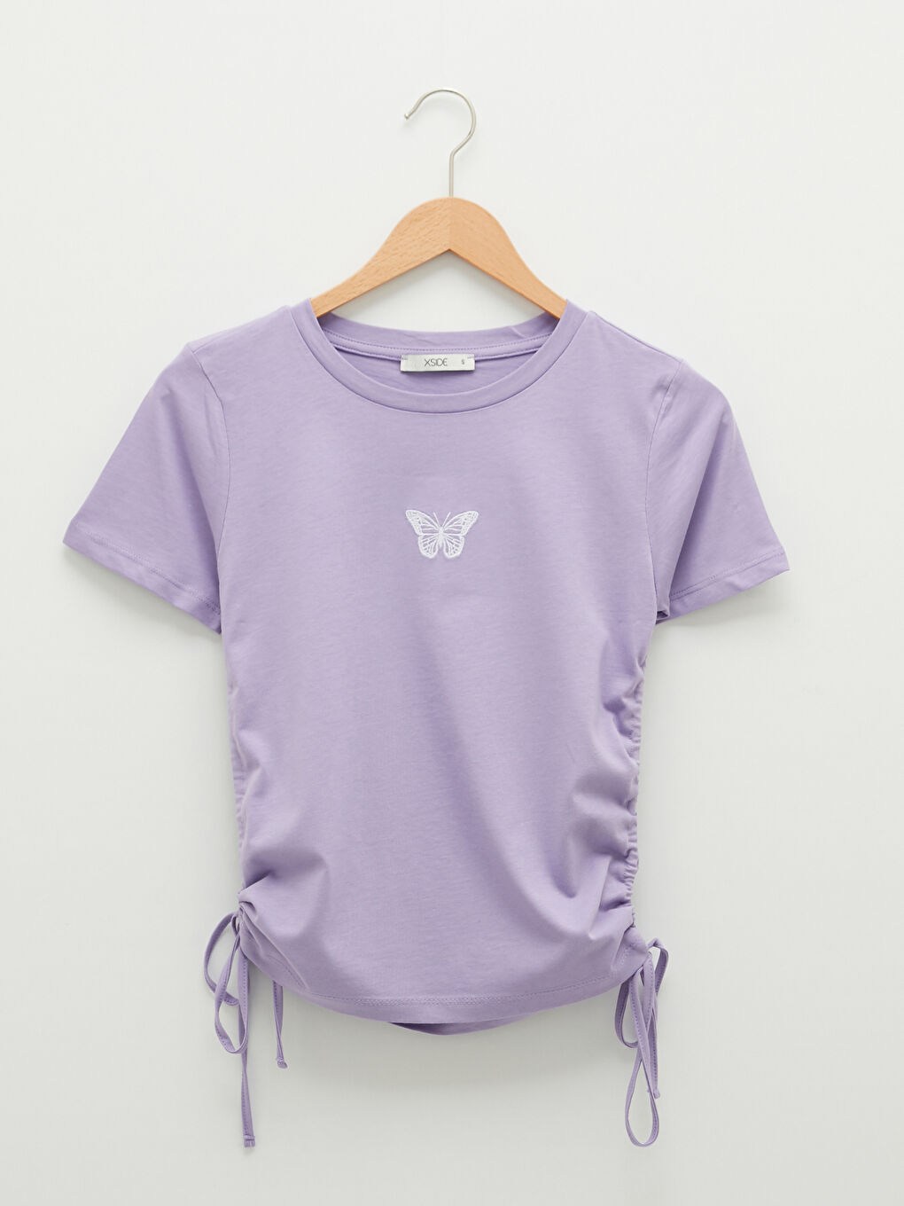 Okrugli izrez Vezeni Detalji sa Volanima Kratki Rukav Ženski Usev-5