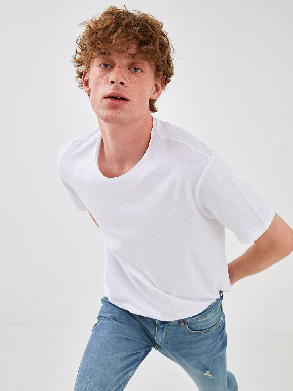 تيشيرت رجالي ياقة دائرية كم قصير قطن ممشط أساسي-1