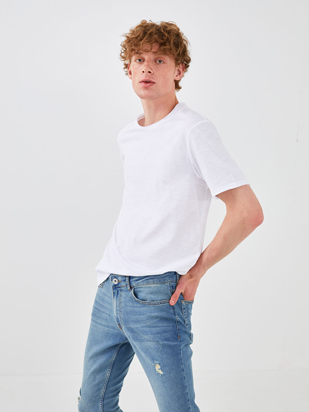 تيشيرت رجالي ياقة دائرية كم قصير قطن ممشط أساسي-2