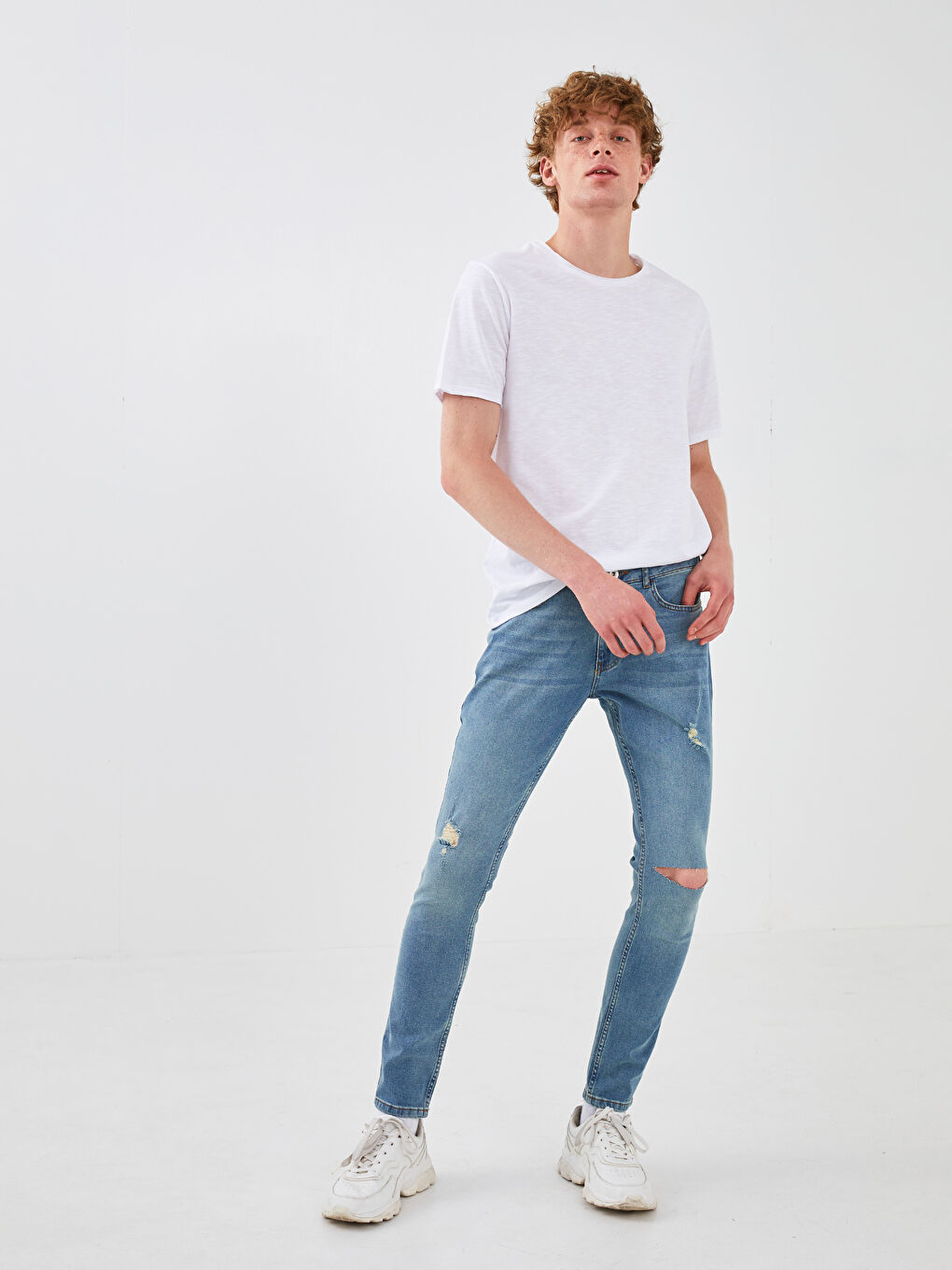 تيشيرت رجالي ياقة دائرية كم قصير قطن ممشط أساسي-3