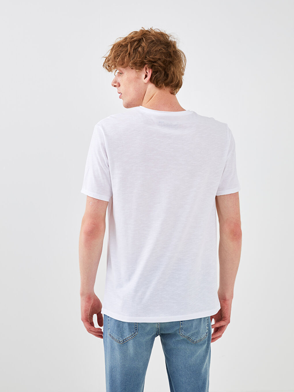 تيشيرت رجالي ياقة دائرية كم قصير قطن ممشط أساسي-4