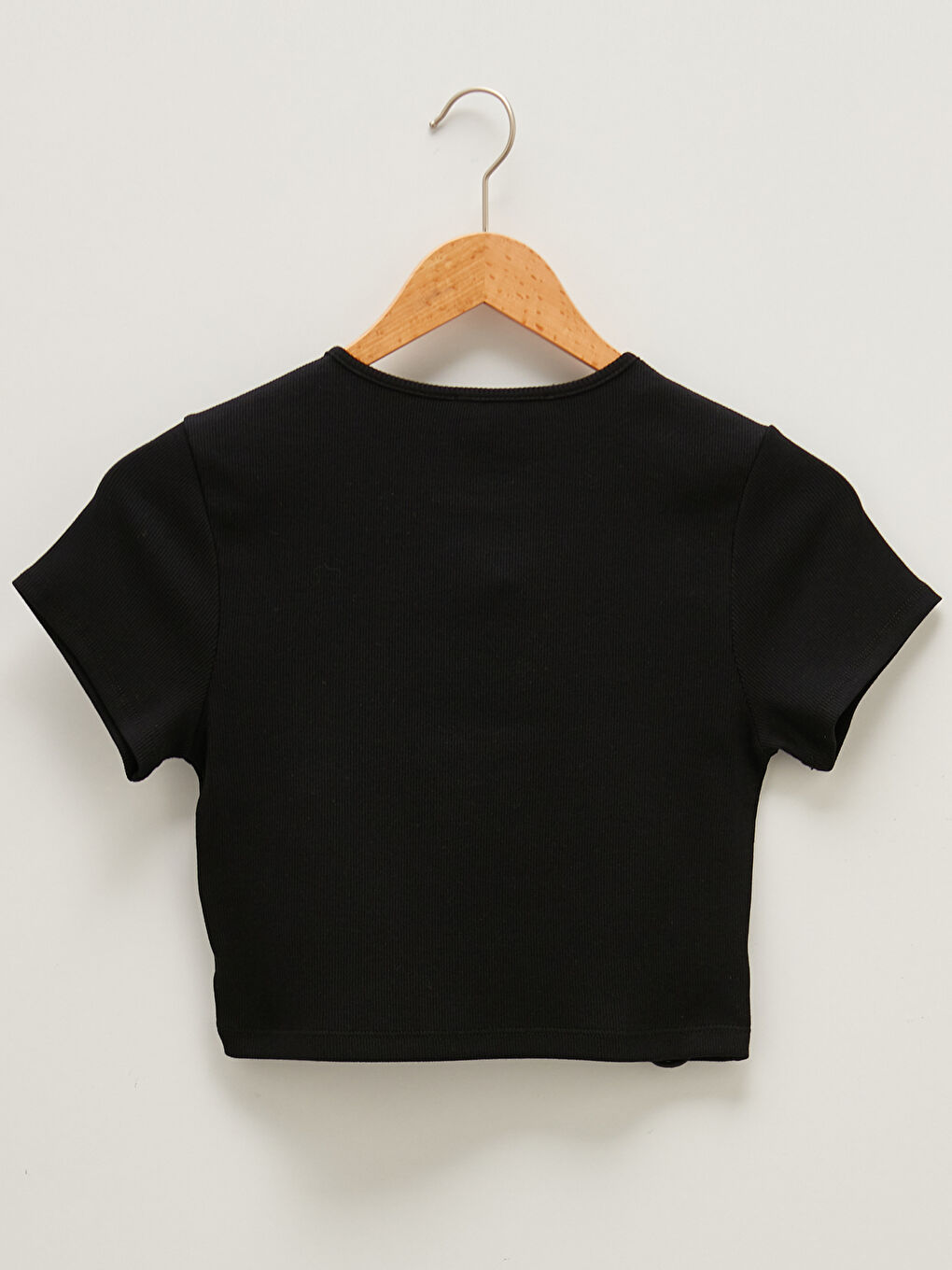 Crew Neck Tie Detailed Crop Camisole Fabric Women's Blouse-8