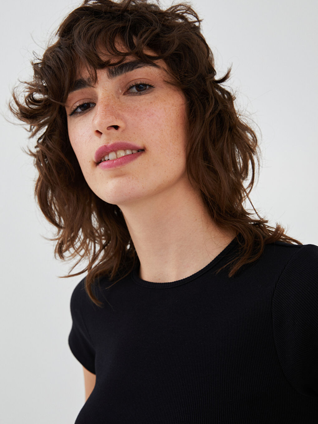 Crew Neck Tie Detailed Crop Camisole Fabric Women's Blouse-3