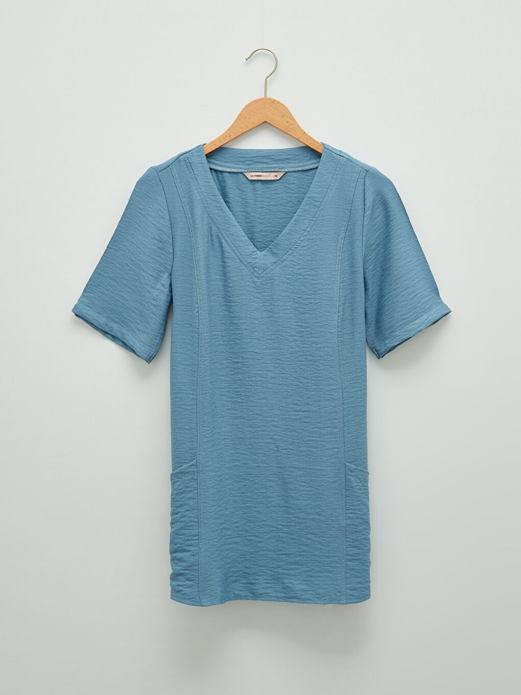 V-Neck Plain Short Sleeve Women's Tunic -S1KO76Z8-HFS