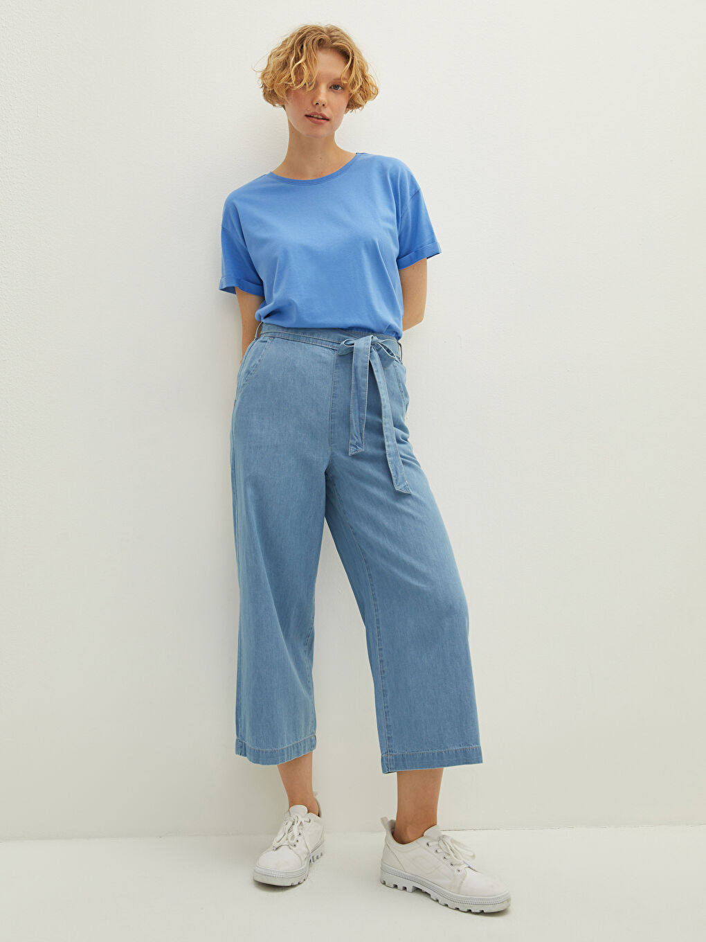 LCW Jeans High Waist Wideleg Belted Pocket Detailed Women's Rodeo Jeans -S1KP62Z8-311