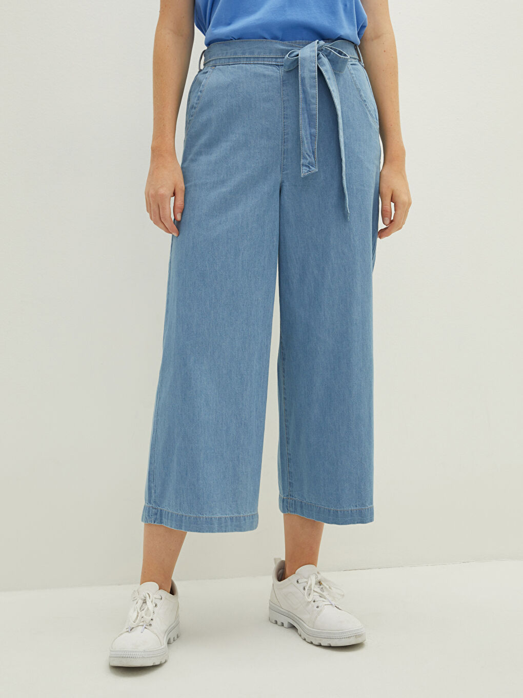 LCW Jeans High Waist Wideleg Belted Pocket Detailed Women's Rodeo Jeans -S1KP62Z8-311