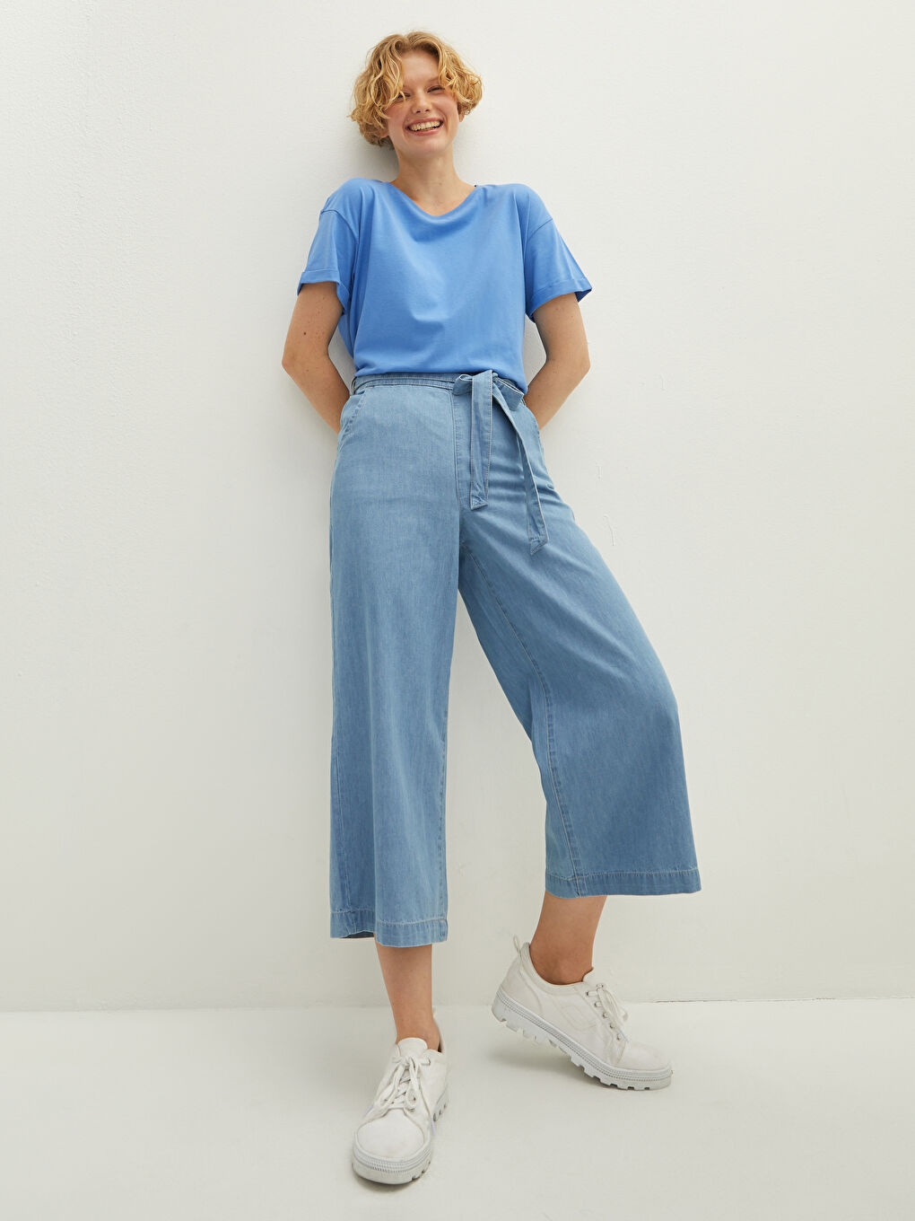 LCW Jeans High Waist Wideleg Belted Pocket Detailed Women's Rodeo Jeans -S1KP62Z8-311