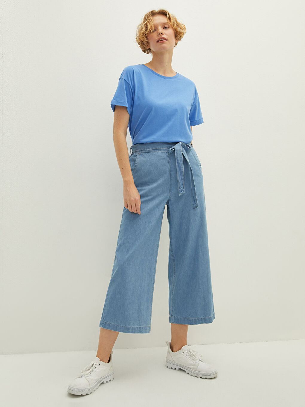LCW Jeans High Waist Wideleg Belted Pocket Detailed Women's Rodeo Jeans -S1KP62Z8-311